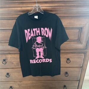 Black T-Shirt with Pink Death Row Records Graphic